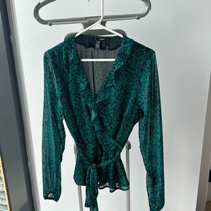 Green and black Aqua blouse